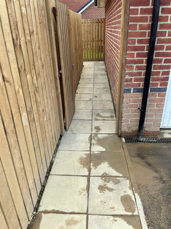 Flagstones laid after pipes have been added