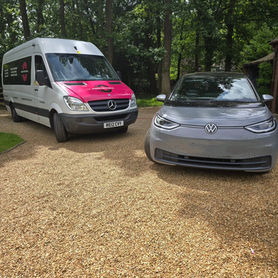 mobile tyre fitting van and grey VW