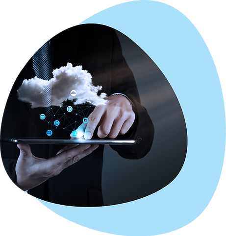 Businessman hand working with a Cloud Computing diagram