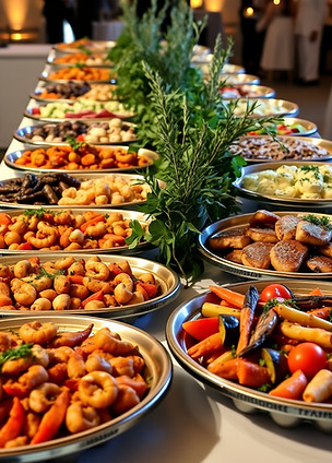 Generate a luxurious Greek catering buff
