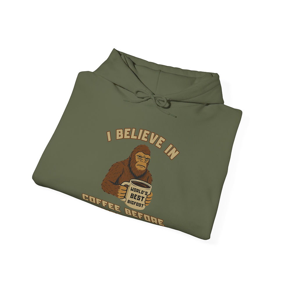 Thumbnail: I Believe in Coffee Before Conversations Bigfoot Unisex Hoodie
