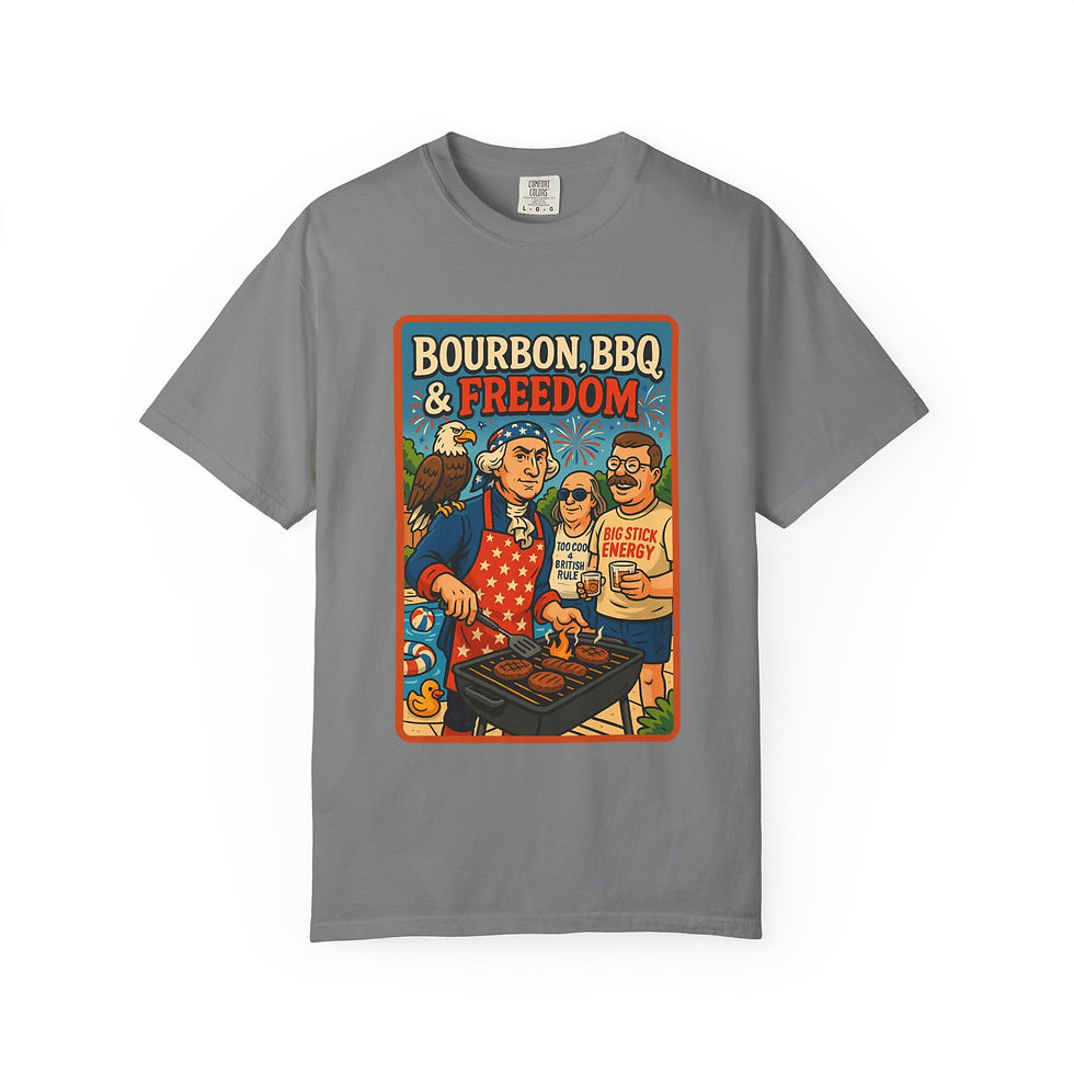 Thumbnail: Bourbon BBQ & Freedom Funny Patriotic Unisex 4th of July T-Shirt