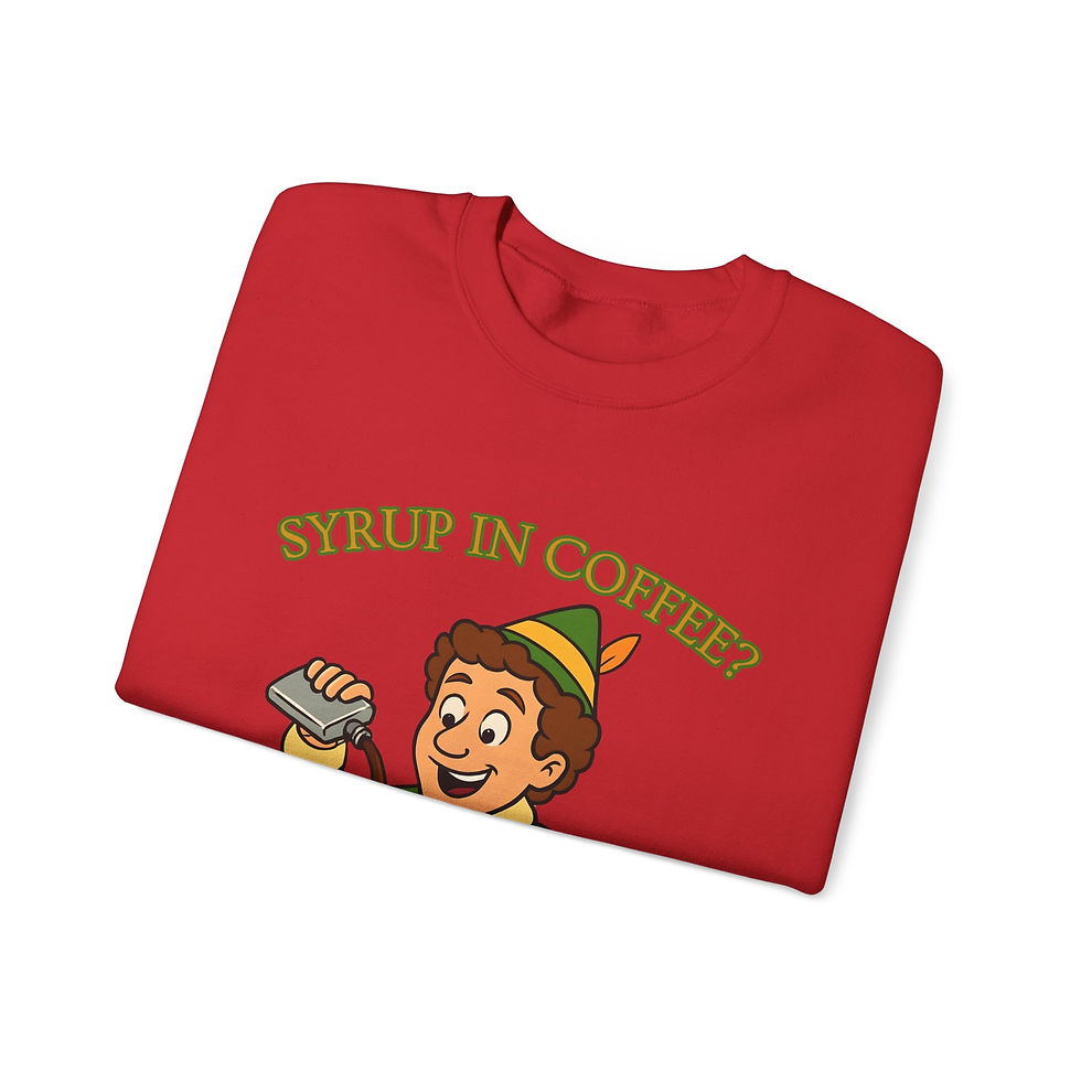 Thumbnail: Syrup in Coffee, Why Didn't I Think of That Cozy Unisex Christmas Sweatshirt