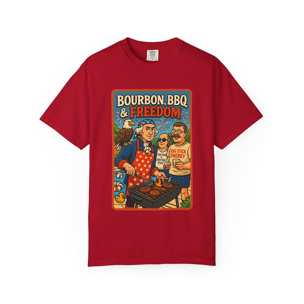 Thumbnail: Bourbon BBQ & Freedom Funny Patriotic Unisex 4th of July T-Shirt