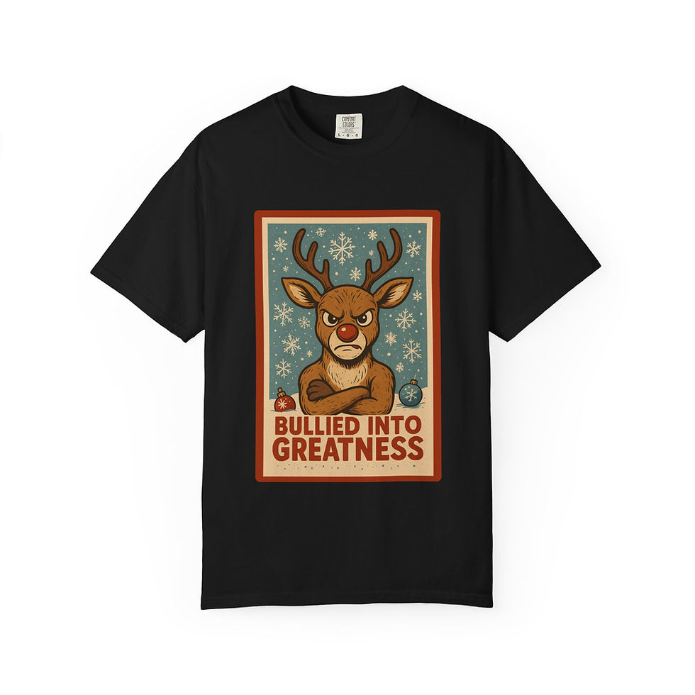 Thumbnail: Rudolph Bullied Into Greatness, Funny Festive Unisex Christmas Party Tee