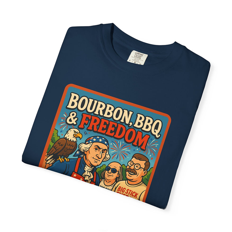 Thumbnail: Bourbon BBQ & Freedom Funny Patriotic Unisex 4th of July T-Shirt