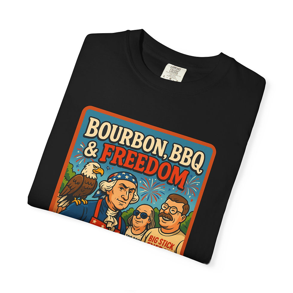 Thumbnail: Bourbon BBQ & Freedom Funny Patriotic Unisex 4th of July T-Shirt