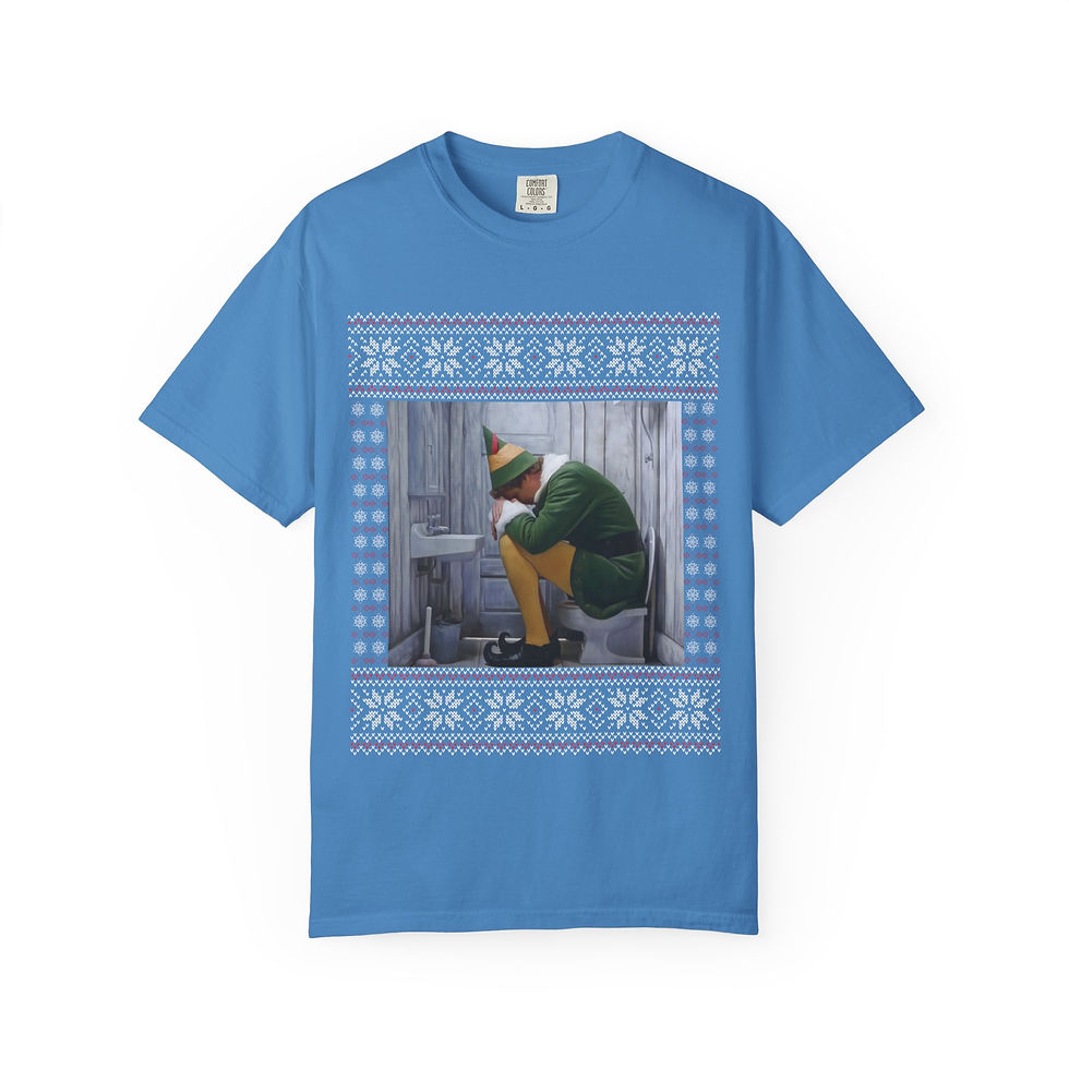 Thumbnail: Buddy Crying on The Toilet Funny Christmas Tee: Funny Unisex Christmas T-Shirt
