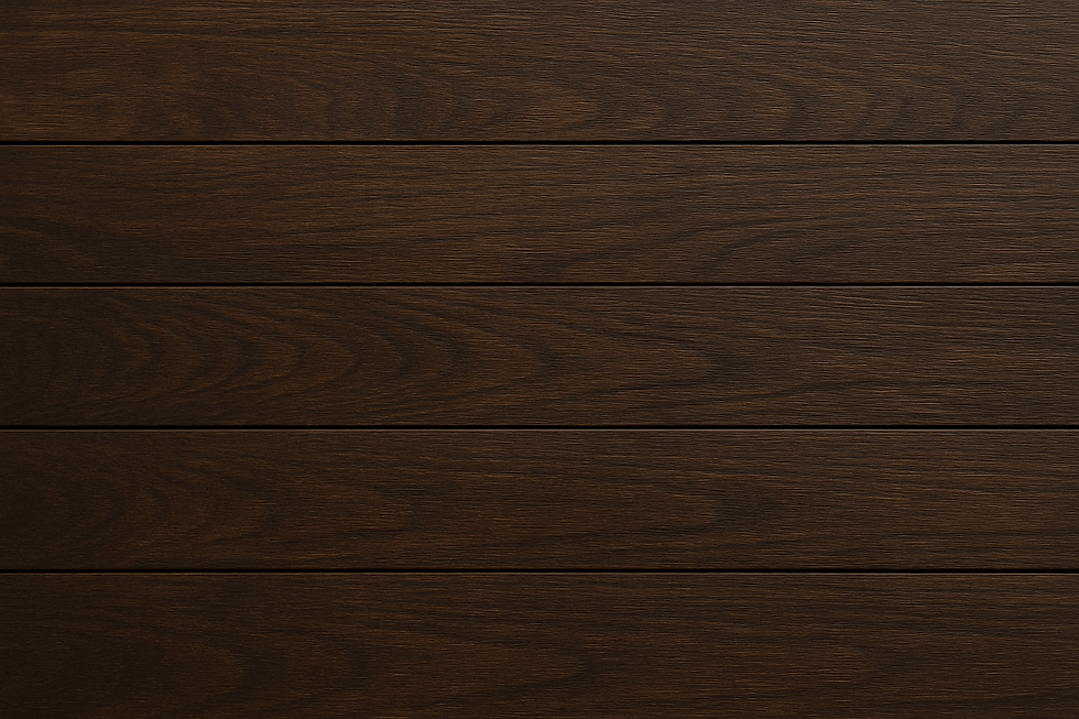 Rich, dark wood panel texture background with natural woodgrain pattern, used for a section heading promoting high-performance architectural panels.