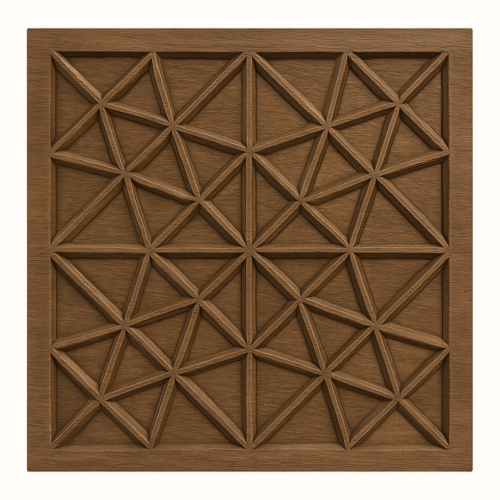 Ornate wood panel with starburst geometric design