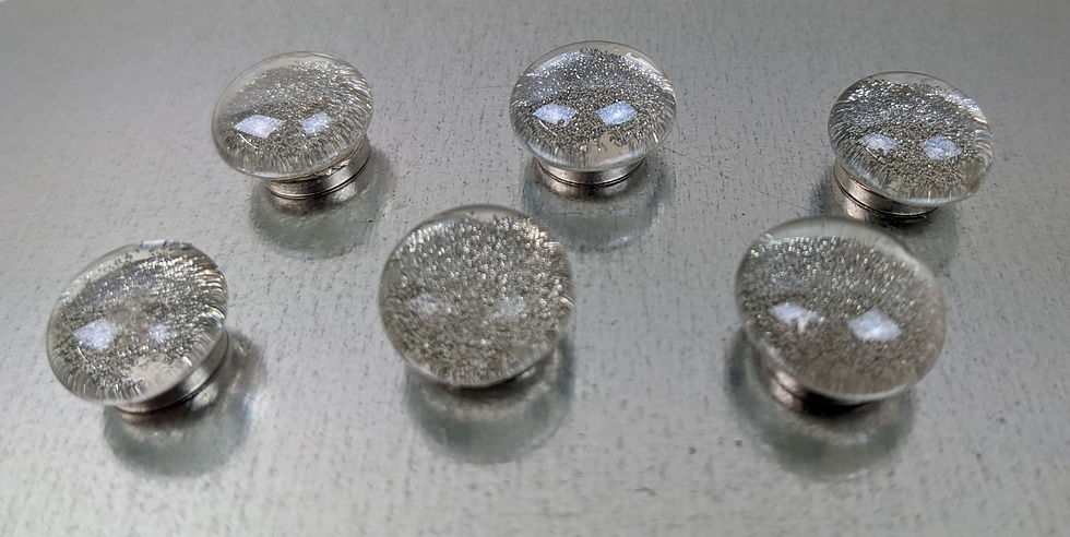 Thumbnail: Silver Glittery SUPER STRONG Glass Magnets | Office Supply | Fridge Magnet