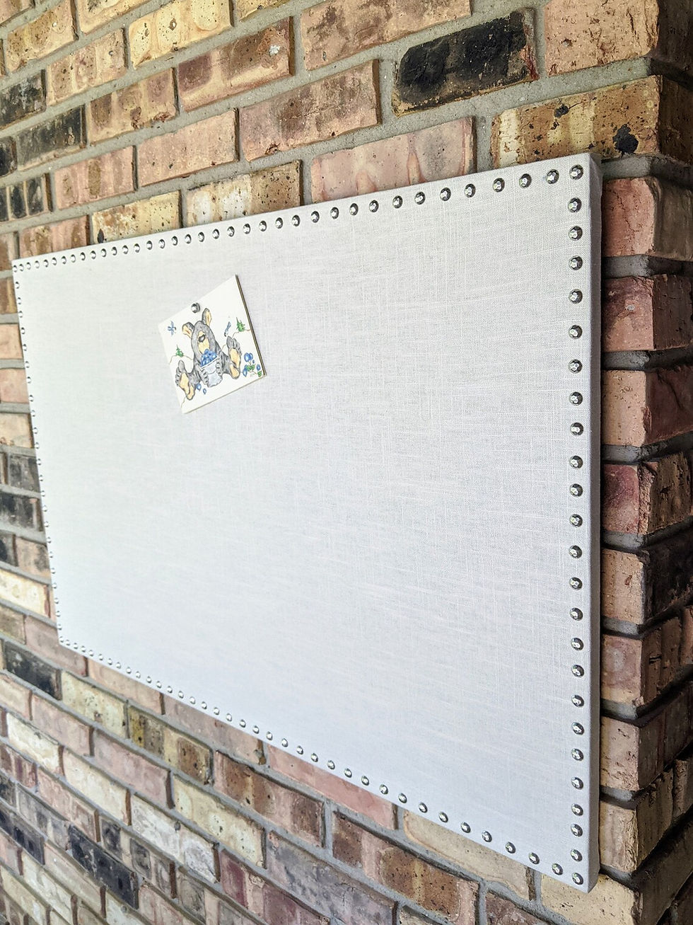 Thumbnail: ELEGANT Linen Magnetic Board with Nail Head Trim Spaced 1"