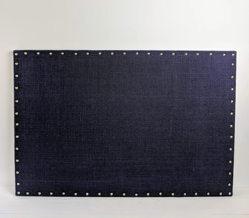 Thumbnail: 24 x 36 Large Navy Blue Burlap Cork Board - Cork Bulletin Board