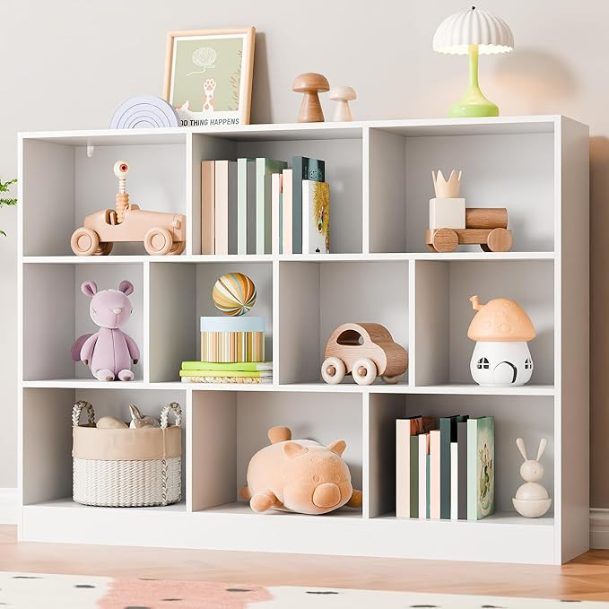 Thumbnail: Cozy Castle White Bookshelf, 3-Tier Open Shelf Bookcase