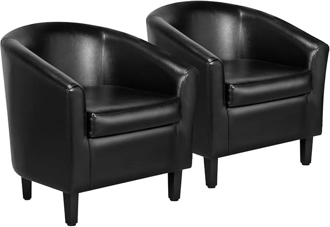 Faux Leather Club Armchairs, PU Leather Accent Chairs with Soft Padded Seat