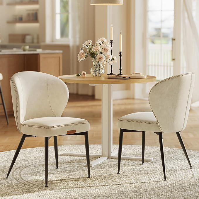 Upholstered Kitchen Chairs, Comfortable Seat, Synthetic Leather with Stitching