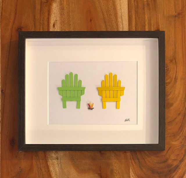 Thumbnail: Adirondack Chair Green Yellow Campfire Picture