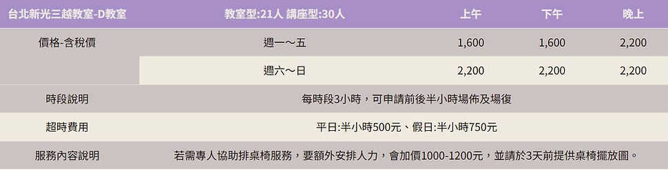 價目表