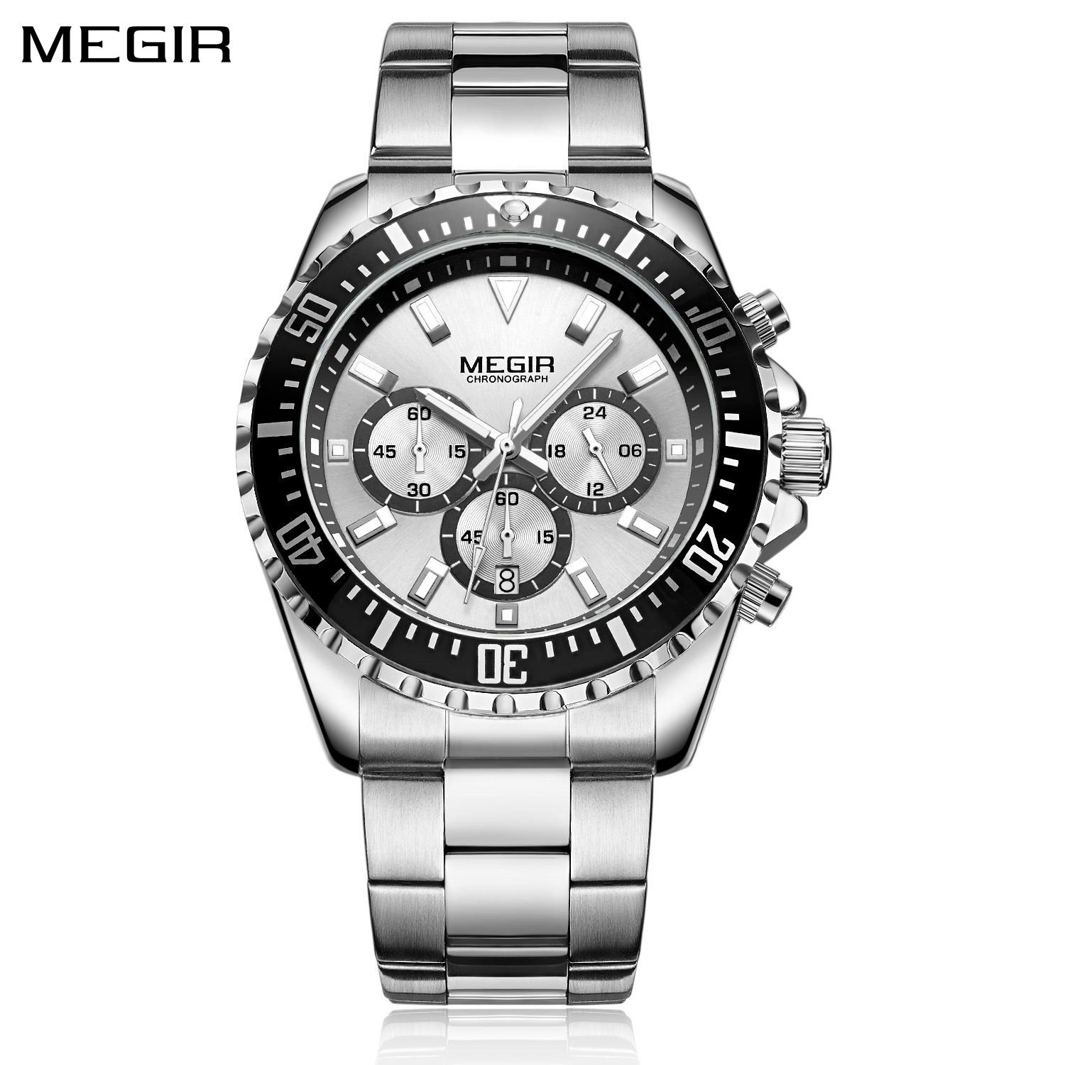 MEGIR Business Watches Men Luxury Quartz Luminous Wristwatch Waterproof Stainles