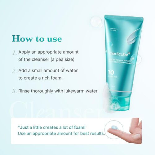 Миниатюра: Medicube Azelaic Acid Niacinamide Deep Clean Foam Cleanser, 120g