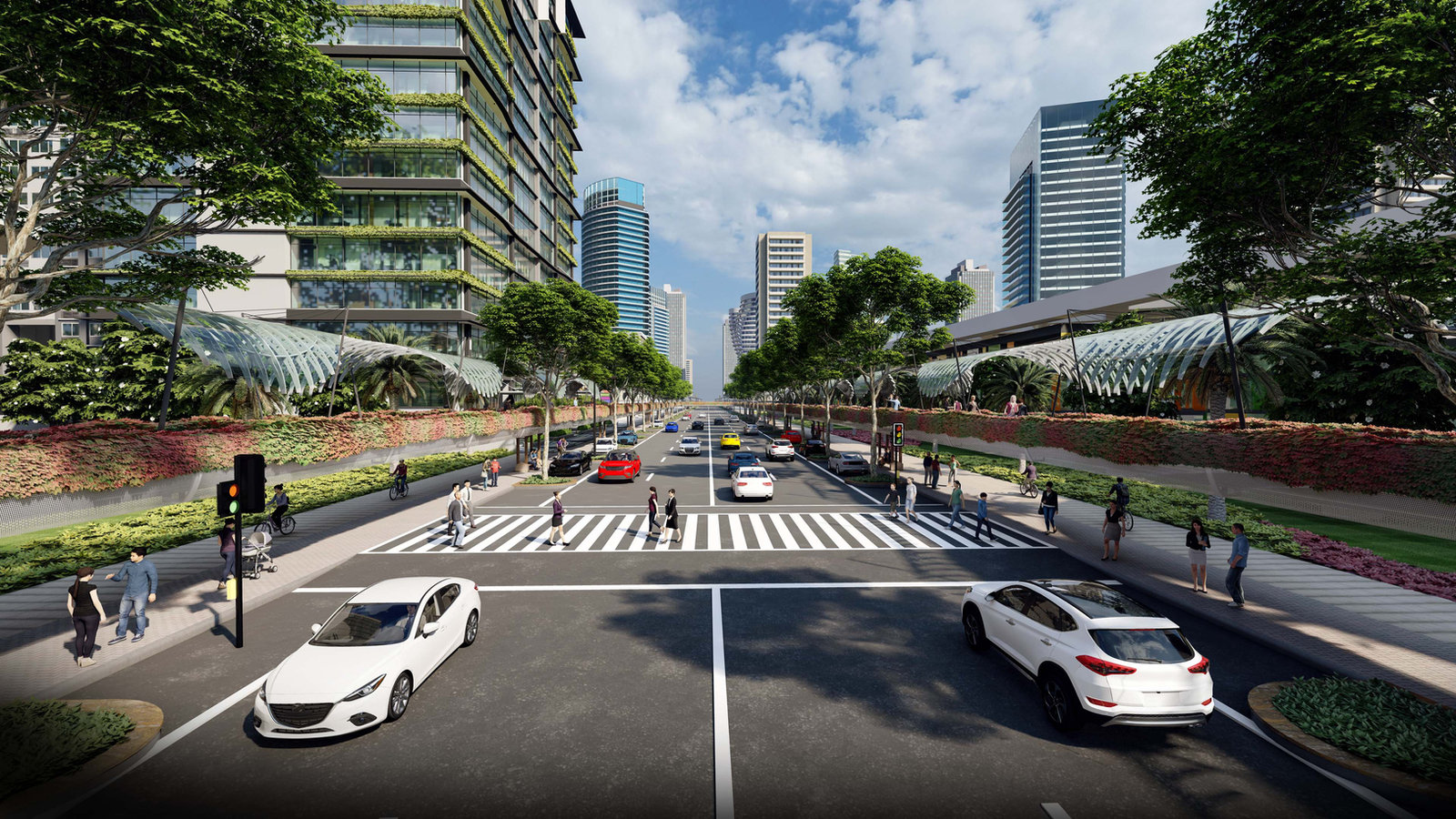 Chino Roces Avenue streetscape at the junction, architect's perspective