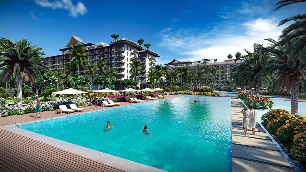 Solmera Beach Park Resort swimming pool and hotel buildings.