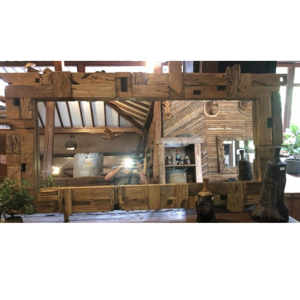 Teak wood framed mirror handmade in Bali