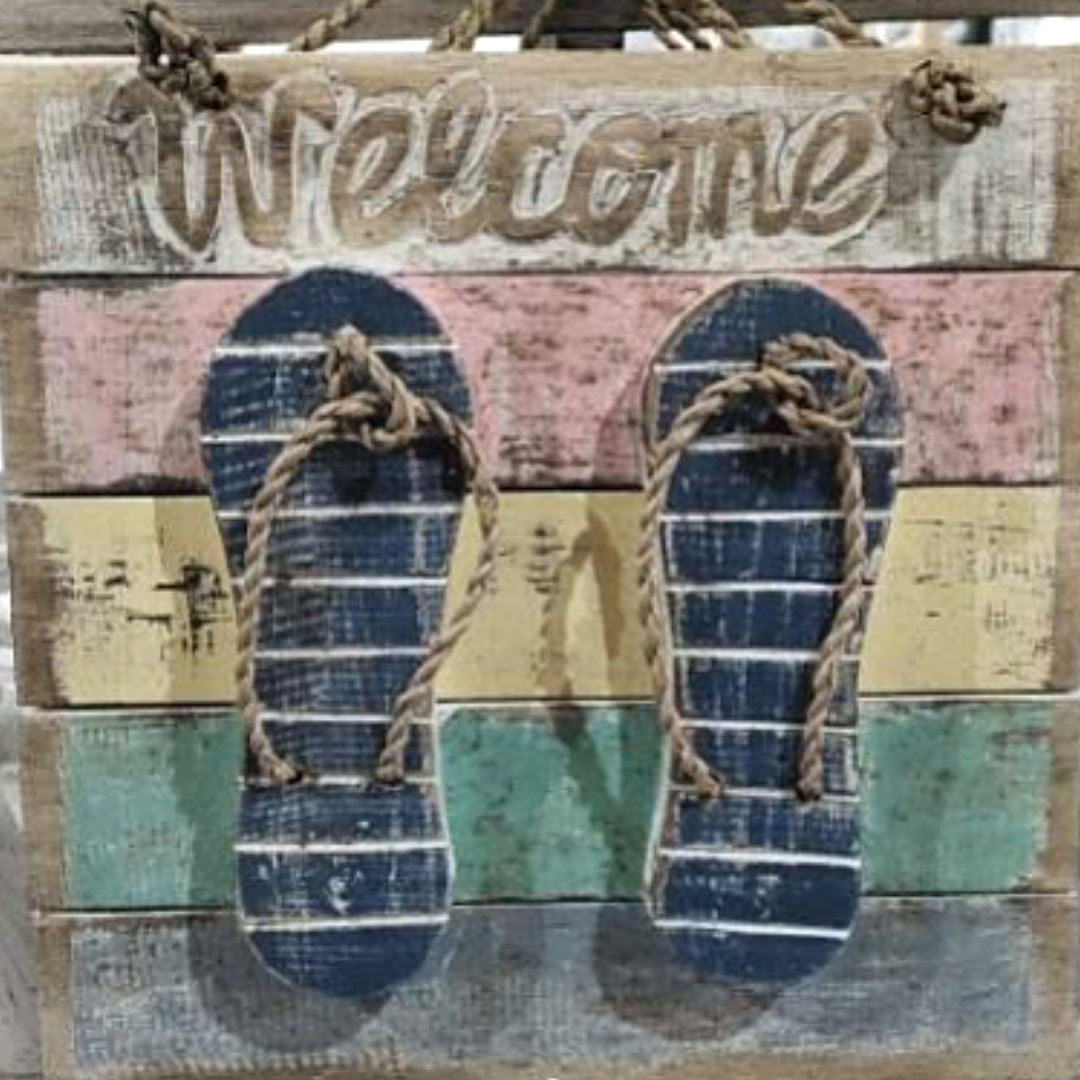 Wall Decor "Welcome" With Flip Flop