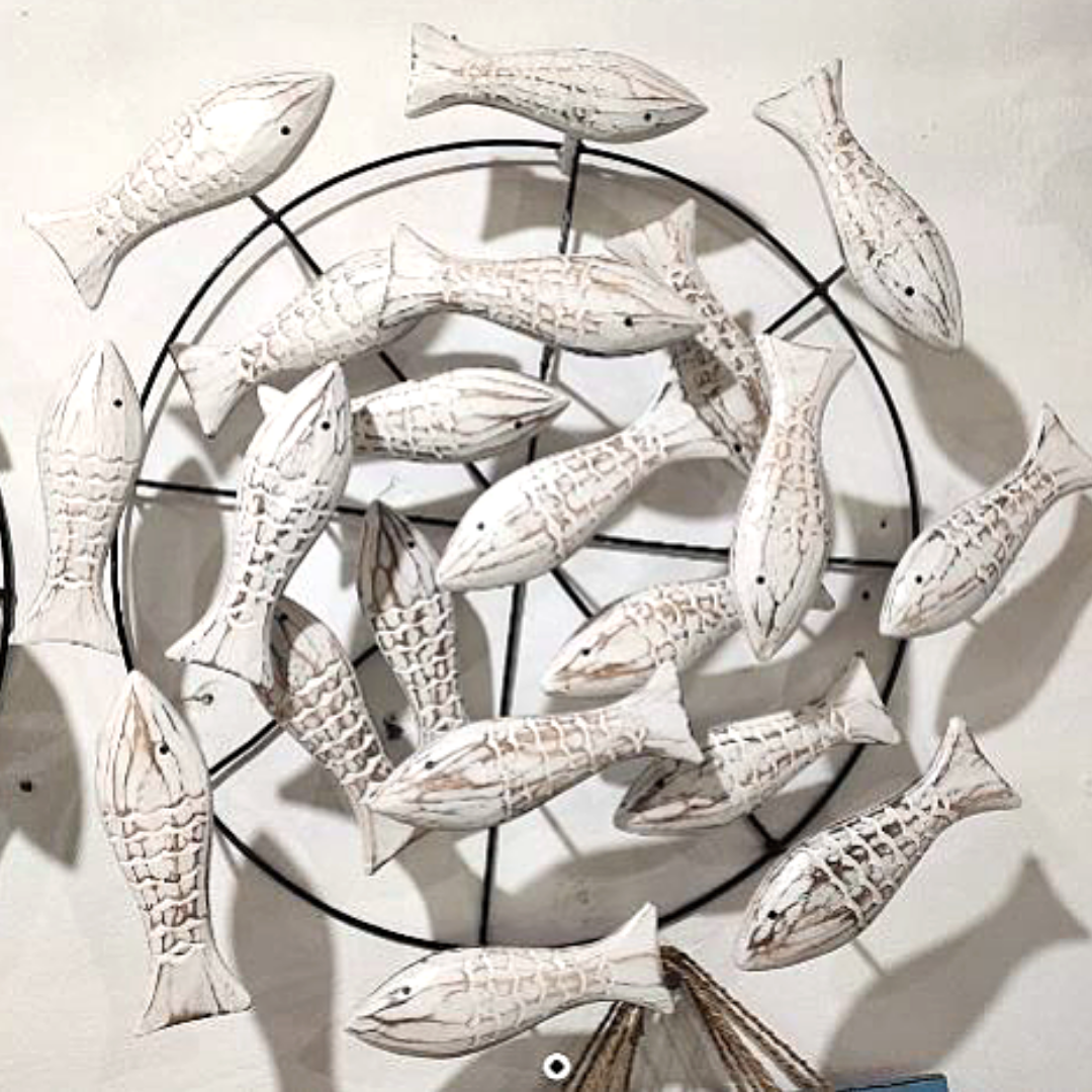 Wall Decoration Of  A  Group Of White Fish
