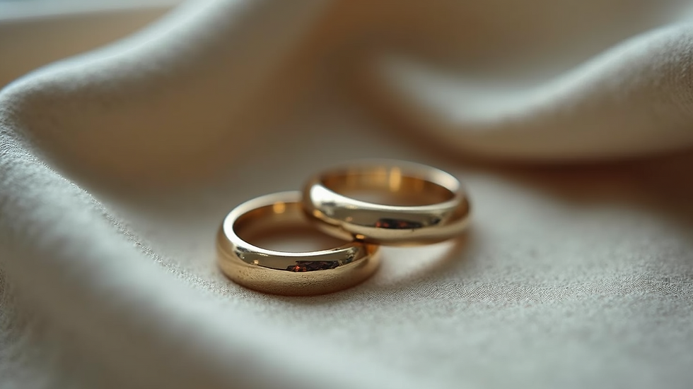 Close-up view of Papa Mude's ring resting on a soft fabric surface