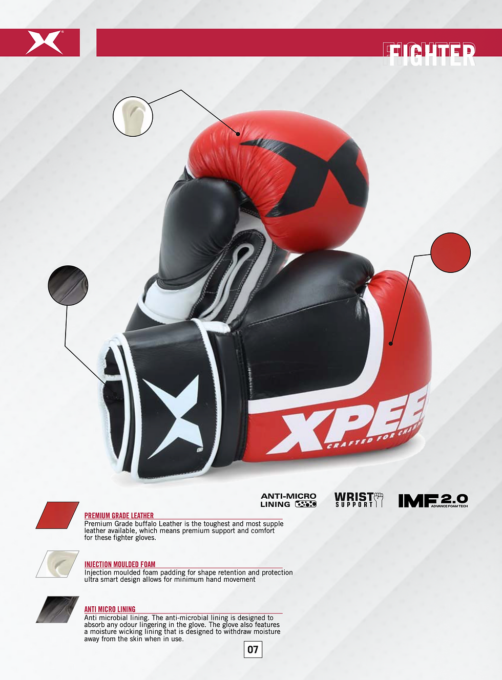 XPEED XP2486 Fighter Boxing Gloves Premium Leather Boxing Gloves Buffalo Leather Sparring Gloves Professional Boxing Gloves