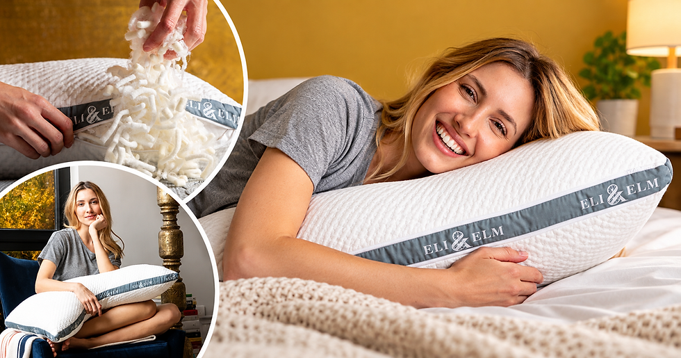 Eli & Elm side sleeper pillow with adjustable fill and comfortable sleeping support