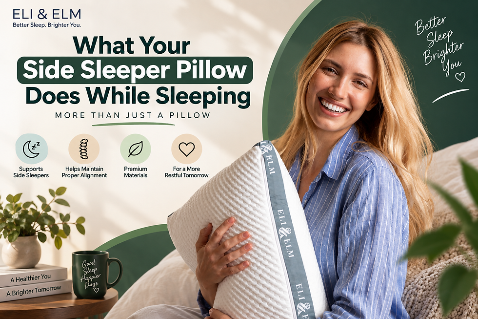 Woman relaxing with a side sleeper pillow in a cozy bedroom