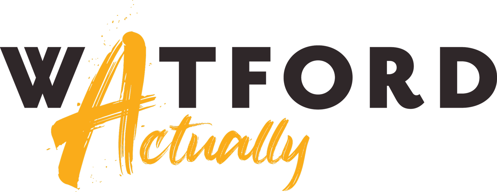 WATFORD Actually text, dark uppercase with gold handwritten overlay.