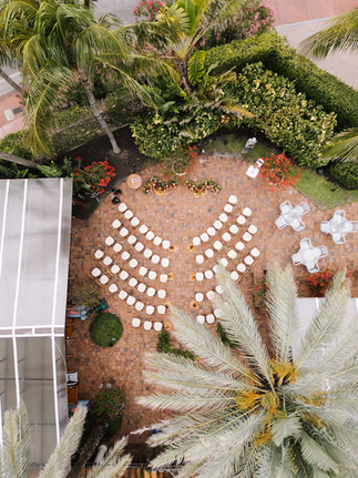bird's eye view of a wedding ceremony at the bath house in miami florida
