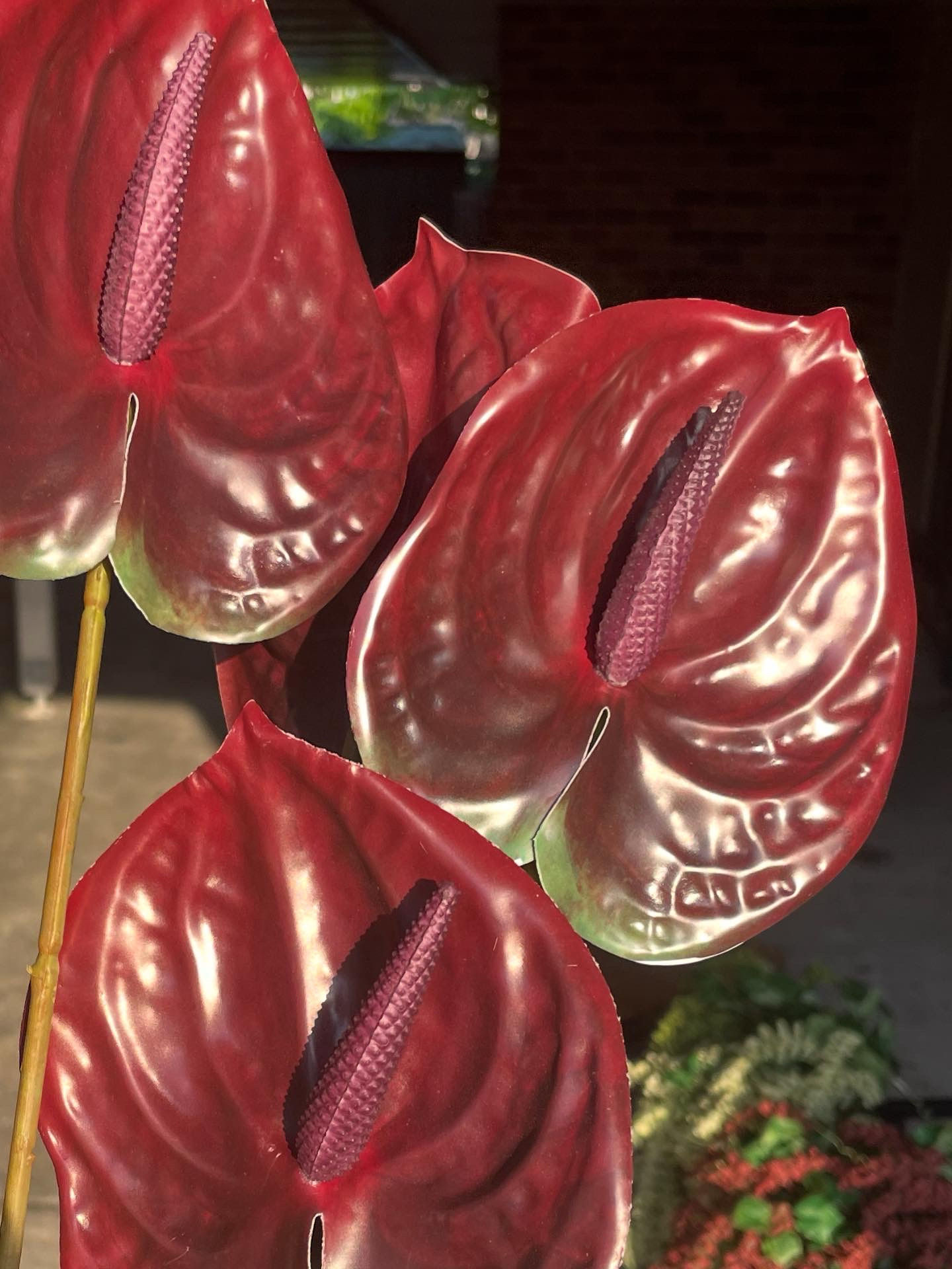 Burgundy artificial Anthurium | 57 cm