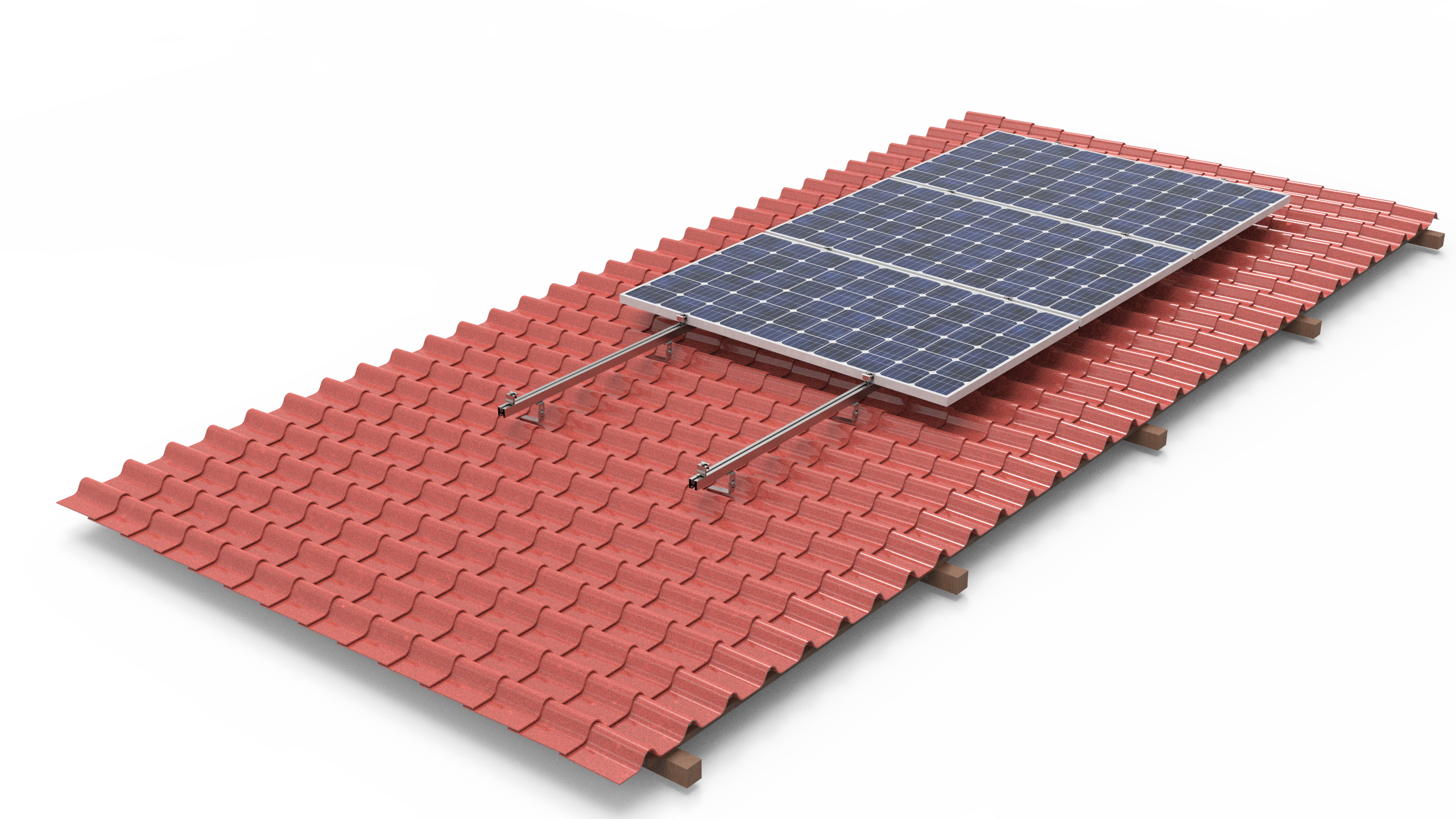 Montageset Ziegeldach für 4 PV Module