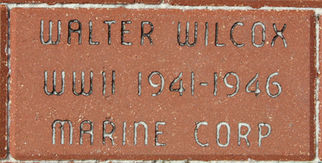 Memorial brick engraved with Walter Wilcox, WWII, 1941-1946, Marine Corps