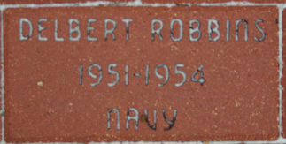 Memorial brick engraved with Delbert Robbins, 1951-1954, US Navy