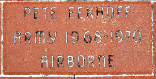 Memorial brick engraved with Pete Eekhoff, Army, 1968-1970, Airborne