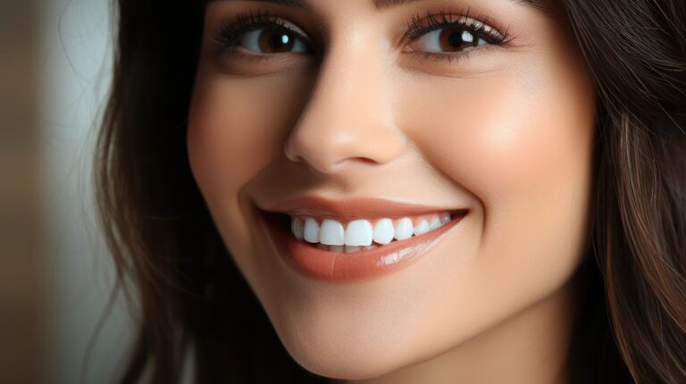 A girl showing her teeth after getting a treatment by a Dentist in Phoenix AZ