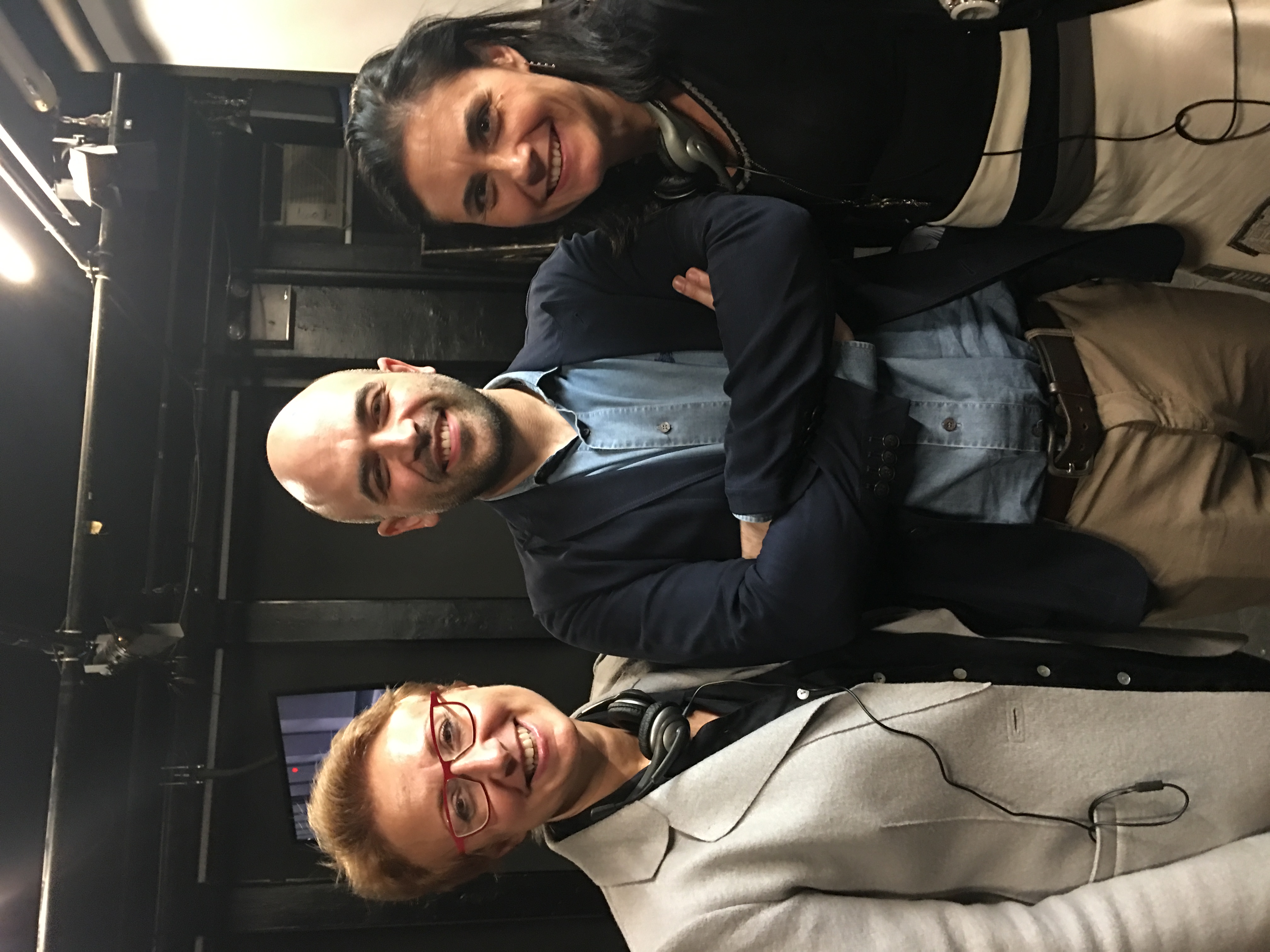 Lilia Pino Blouin with Roberto Saviano and interpreter Maria Galetta
