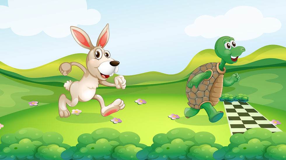 Patience: Rabbit and turtle in the race brgfx https://www.freepik.com/free-vector