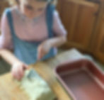 Claudine's daughter makes slits in the puff pastry of this super easy to make salmon en croute in order for the steam to be released when it is cooking