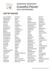 List of Values_Graceful Power by Sally Netherwood Downloadable .png