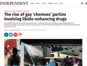 Matt Cain writes about gay men and chemsex for the Independent on Sunday