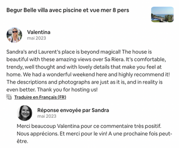 Valentina's review, Las Alondras Begur