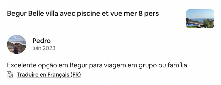 Pedro's review, Las Alondras Begur