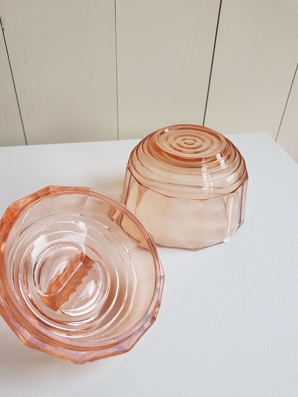 Miniature : Sucrier rétro en verre rose