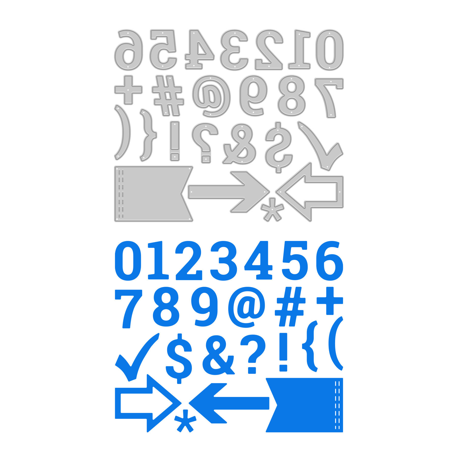 Die-Cutting Number and Punctuations Set - Block Serif